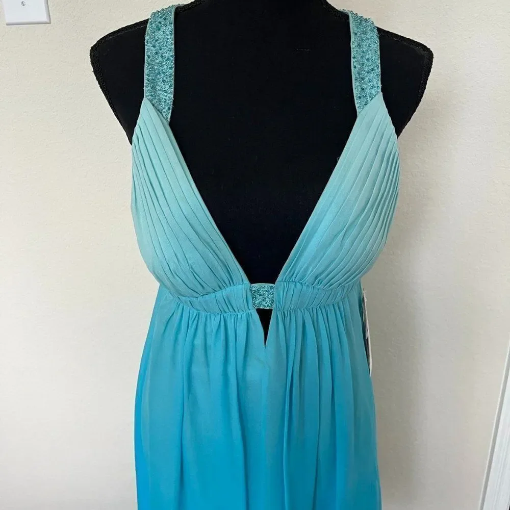 Aidan by Aidan Mattox Teal Mini Dress - Picture 4 of 11